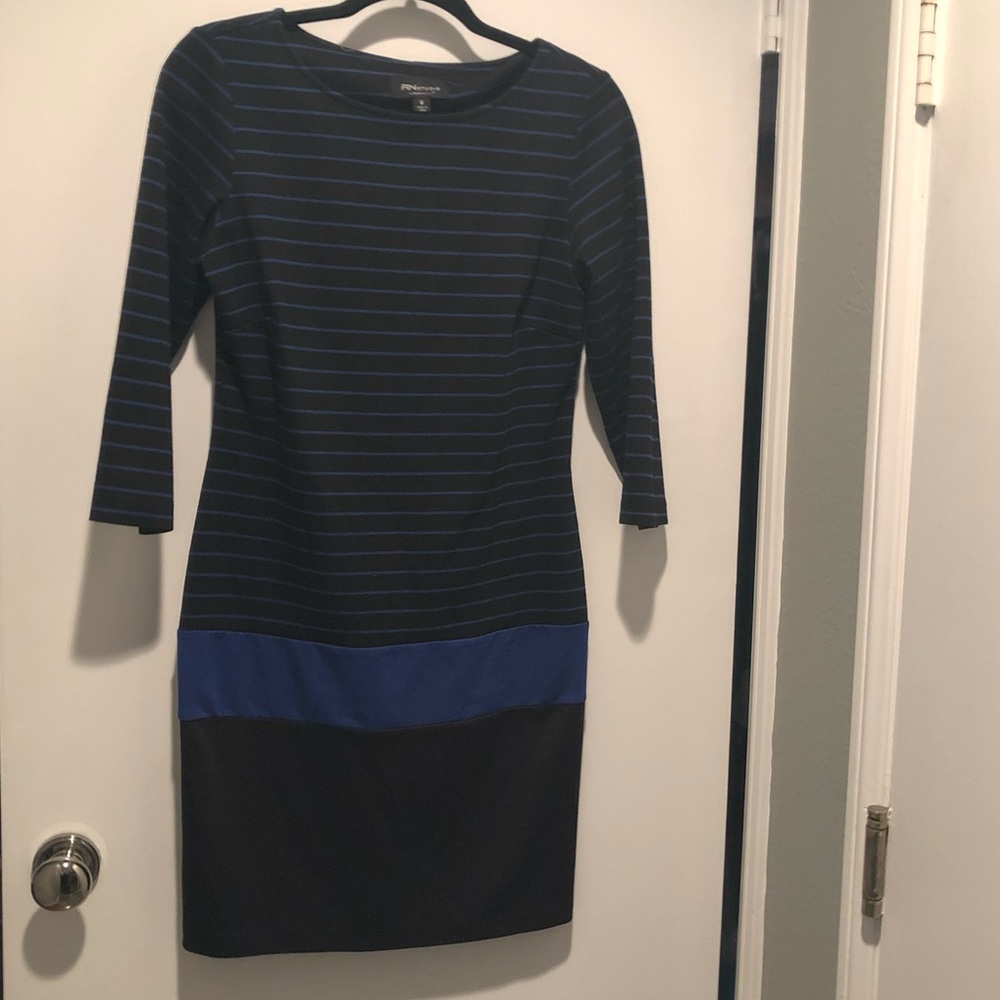 [RN Studio] Blue and black striped dress